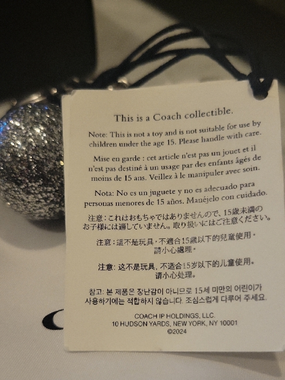 NWT Coach Silver Glitter Cherry Bag Charm - Picture 4 of 5